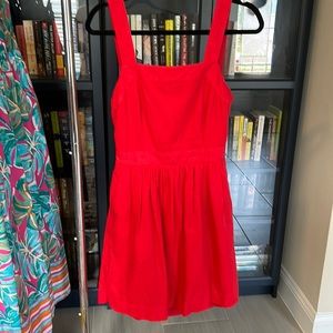 J. Crew Red Sleeveless Fit-and-Flare Dress